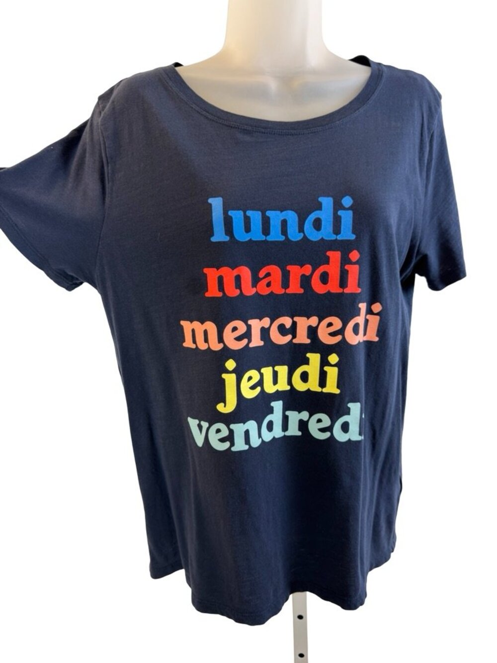 J.Crew Navy Blue French Days Graphic Crew Short Sleeve Tee Size Large